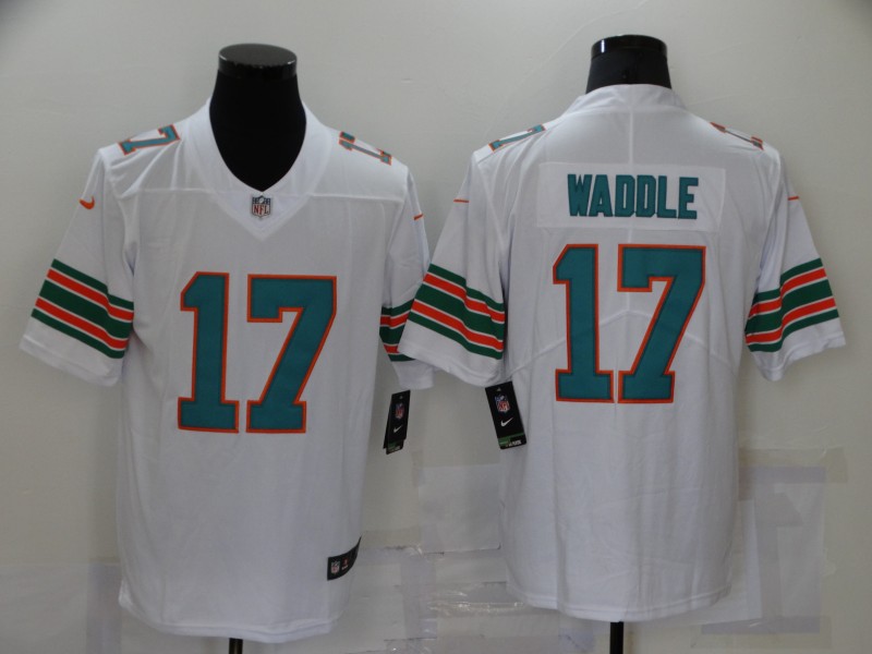 Men's Miami Dolphins #17 Jaylen Waddle White Vapor Stitched Football Jersey